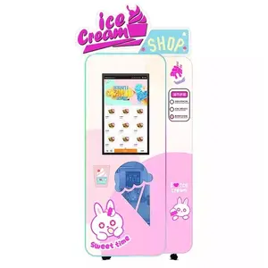 Máquinas automáticas de helados de comida congelada populares italianas máquina expendedora de conos de helado suave de autoservicio