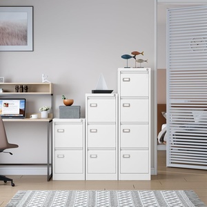 Meuble de classement vertical en métal blanc à 4 tiroirs avec serrure, design étroit, format A4/Légal/Lettre, pour <span class=keywords><strong>bureau</strong></span> à domicile - Product Image 2