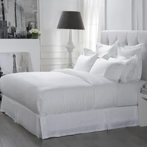 Luxury 100% Cotton Satin Fabric 300Tc Hotel Bed Linen Sheet Bedding Sets Brand