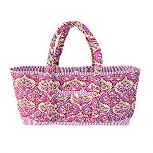 Handprinted Cotton Quilted Bag, Block Print Tote Bag for Women, Boho Travel Bag, Handmade Shoulder <b>Purse</b> - Product Image 1