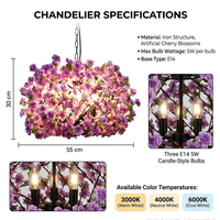 Décoration de mariage, lustre floral LED, fleurs de cerisier artificielles, luminaire suspendu, lampe de plafond romantique, décoration d'événements et de réceptions