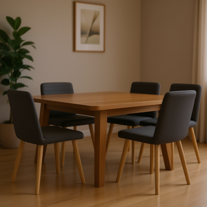 Set di 6 sedie da pranzo grigio scuro, design moderno scandinavo, rivestimento in ecopelle, gambe in legno, mobili per la casa - Product Image 2