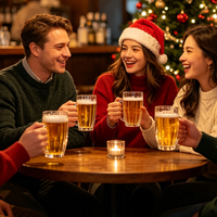 Ensemble cadeau de chopes à bière et ouvre-bouteille, chopes à bière en verre sur le thème de Noël avec ouvre-bouteille, cadeau festif pour les amateurs de bière