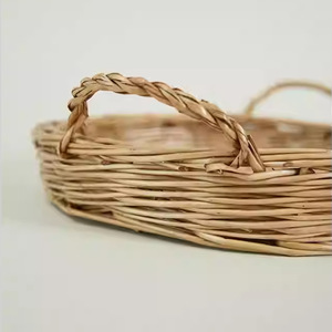 Panier à fruits rond en osier tressé, plateau de 29 cm, panier de rangement pour bureau, plateau à collations pour salon - Product Image 2