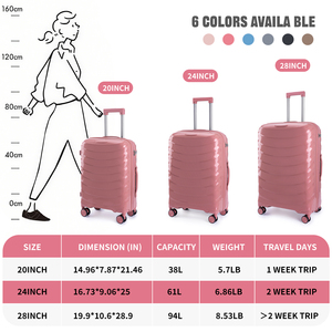 Elegantes Juegos de Maletas Rosas: Maletas Rígidas de 20/24/28 Pulgadas para Viajeros Modernos, <span class=keywords><strong>Maleta</strong></span> Resistente <span class=keywords><strong>con</strong></span> <span class=keywords><strong>Ruedas</strong></span> Giratorias - Product Image 4