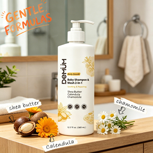 DEMUM MOQ 1000 pièces 360 ml Gel Douche et Shampoing 2-en-1 pour Bébé au Beurre de Karité et Calendula, Ingrédients Naturels Hydratants, Formule Végétale - Product Image 2