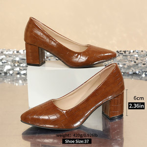Nuovo Design Scarpe da Donna di Lusso Sexy <span class=keywords><strong>con</strong></span> Punta Affusolata e <span class=keywords><strong>Tacco</strong></span> <span class=keywords><strong>Alto</strong></span> Spesso, Tomaia in Finta Pelle di Coccodrillo, <span class=keywords><strong>Tacco</strong></span> a D Spesso K9303 - Product Image 5