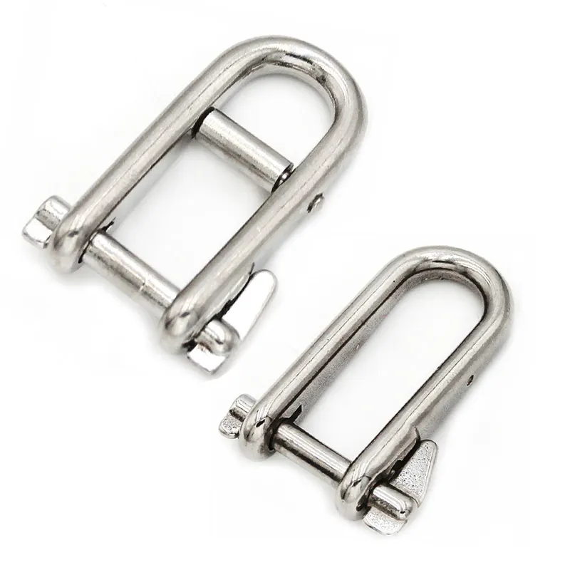 Manufacturer Marine Grade 316 Stainless Steel Adjustable Anchor Key Safety Pin Halyard Long D Dee Shackle with Bar 5mm 6mm 8mm
