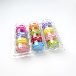 Hot Sale Lebensmittel qualität Kunststoff 12 Macaron Cookie Dessert Blister Clam shell Tray ver siegel bare Verpackungs box