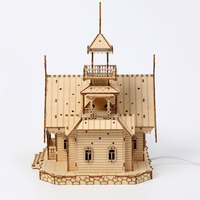 Puzzle 3D en bois à assembler soi-même, thème Cottage Européen, pour décoration, jouet de construction