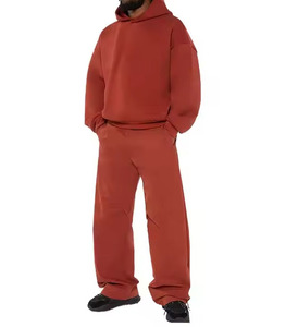 Custom Alta Qualidade Algodão Tricô Homens Hoodies e Suor Jogging Pants Luxo Oversized Sweatsuit Sweatpants Unisex Hoodie Set - Product Image 5
