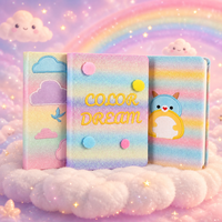 Carnet scintillant à couverture rigide, ligné, coins arrondis, pastel arc-en-ciel, Kawaii, pour étudiants