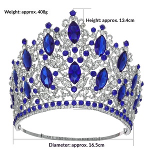 Couronne de Reine de la Beauté Fashion World, Grande Couronne de Mariée Multicolore en Alliage de Cristal Électroplaqué pour Concours de Beauté Transfrontalier - Product Image 6