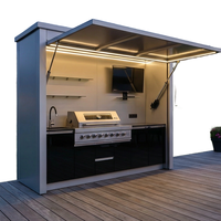 Armário Modular de Cozinha Externa Estilo Moderno com Pia, Torneira, Dobradiças e Cesto para Cozinha Integrada