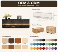 Comptoir de réception multifonctionnel en bois écologique de style industriel personnalisé avec éclairage LED pour salon, restaurant, boîte de nuit, salle de sport, club