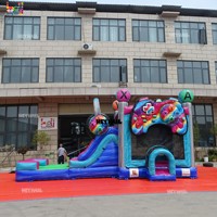 Château gonflable commercial à thème de jeu, grande structure de saut combinée avec toboggan aquatique pour adultes et enfants