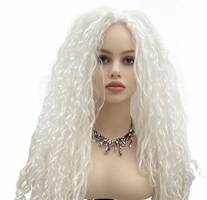 Perruque <span class=keywords><strong>afro</strong></span> longue et blanche pour fête, cheveux bouclés, cosplay, costume d'Halloween, accessoire pour fête à thème <span class=keywords><strong>disco</strong></span> pour adultes - Product Image 2