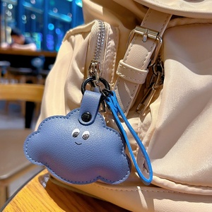 Holiday Souvenir <b>Cute</b> Car <b>Keyring</b> Business Gifts High Quality Shoulder Bag Charms Soft PU Leather Cartoon Emotion Cloud Keychain - Product Image 4