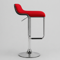 Chaise de bar JOHOOFURNITURE en tissu rouge, forme en L, chrome, hauteur réglable, fabriquée en Chine, banc de bar, hauteur de comptoir de restaurant