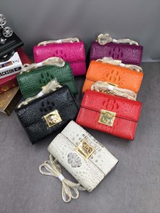 Crocodile leather shoulder bag Vintage gold lock <b>handbag</b> <b>Chain</b> crossbody bag ladies Casual flap <b>handbag</b> women - Product Image 1