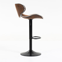 Tabourets de bar modernes à hauteur de comptoir en similicuir Pu Chaises d'îlot rembourrées avec rembourrage Dossier noir et repose-pieds