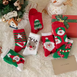 Di alta qualità personalizzato in pile di corallo con Logo sottile con fondo natalizio calzini sportivi graziosi Design colorato di Babbo Natale per l'estate - Product Image 2