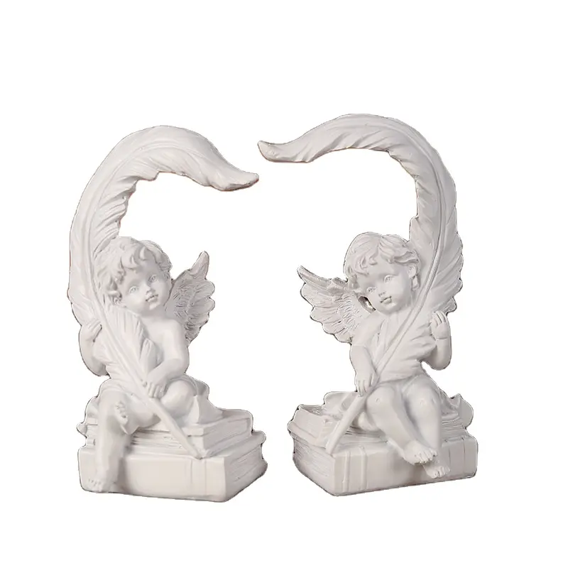 Love Feather Angels Decore uma mesa em casa com uma oração branca romântica Escultura do anjo Cupido para decorações do Dia dos Namorados
