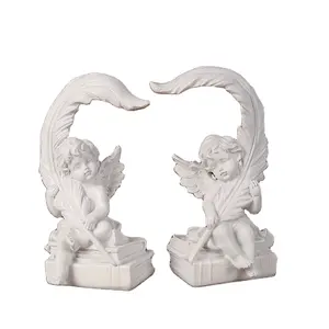 Aşk tüy melekler bir ev süslemeleri ile bir romantik beyaz namaz melek Valentine heykel sevgililer günü süslemeleri için