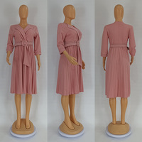 Vêtements de bureau grande taille de haute qualité pour femmes, robe élégante formelle sans manches, couleur unie, plissée, coupe ajustée