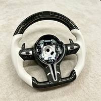 Volant en cuir blanc avec fibre de carbone pour BMW F10 F16 F20 F30 F31F32 M3 F80 M4 F82 M2 F87 E88 E90 E70 Volant LED