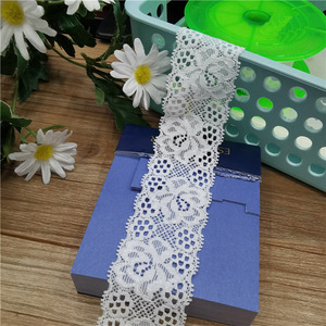 Stock di fabbrica bianco nero 3.5 cm tessuto di pizzo elastico ricamato ciglia materiali per accessori per capelli - Product Image 3