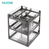 NUOMI DAWN Panier de cuisine en verre trempé pour armoire de cuisine, accessoires pour épices, organisateur, assaisonnement, tiroir