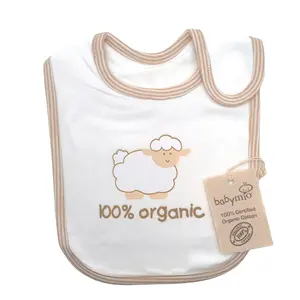 Fabrika fiyat organik pamuk bebek önlük önlükler yıkanabilir bebek su geçirmez bebek önlükler