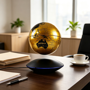 Globo Magnético Levitante con Luz LED Azul para Decoración del Hogar, Globo Flotante de Color Dorado y Azul para Decoración de Oficina - Product Image 6