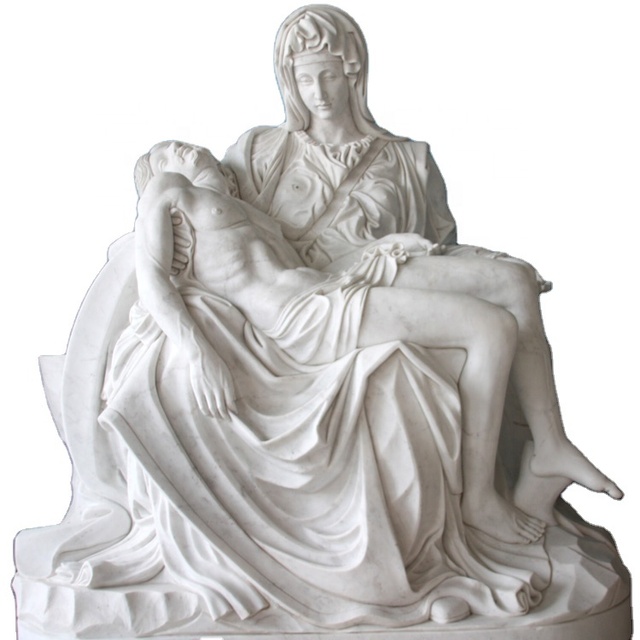 China Factory Famous Christian Religious Stone Sculptures Life Size White Marble Pieta Statues
