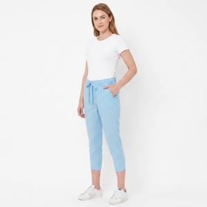 Pantalones de Yoga 100% Lino para Mujer, Cómodos, Casuales, con Cordón, Cintura Media, Largo hasta el Tobillo, Verano, Tallas Personalizables - Product Image 1