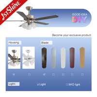 1stshine 5 MDF-Flügel Traditioneller Deckenventilator mit Drei Glaslampenschirmen und Zugkettensteuerung mit Beleuchtungsset