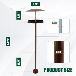 Подставка для кормушки для птиц JH-Mech, отдельно стоящая, уличная, с круглым основанием, регулируемая высота, металлическая, с покрытием, цвет фиолетово-коричневый - Product Image 2