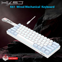 Clavier mécanique HXSJ V900 61 touches, vente en gros d'usine, logo personnalisé, USB Type-C, rétroéclairage LED, nouveau design unique à ruban, pour le gaming B2B