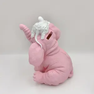 Factory Wholesale Custom Home Tabletop Animal Hand Decorated Realistic Elephant Resin Decoration