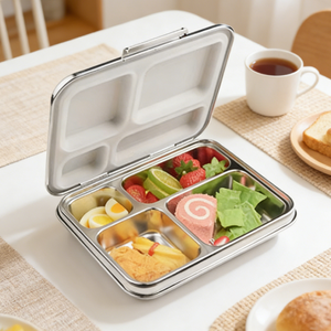 Lonchera de Acero Inoxidable de 4 Compartimentos, Nueva, para Niños Escolares, Lonchera Bento, <span class=keywords><strong>Bentobox</strong></span> - Product Image 1
