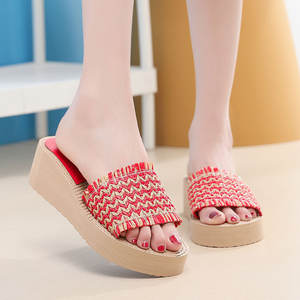 Mode printemps et été femmes pantoufles fond épais talon compensé ballerine pantoufles pour femmes antidérapant bas tongs chaussures - Product Image 5