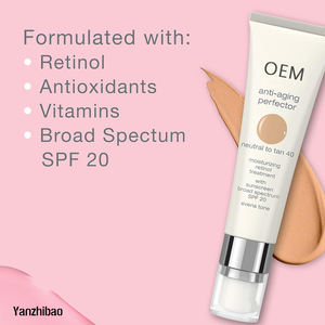 Hydratant Teinté Anti-Âge au Rétinol et Glycérine OEM, Traitement Visage à la Vitamine E, Protection <span class=keywords><strong>Solaire</strong></span> SPF 20 à Large Spectre, Sans Huile, Titane - Product Image 3