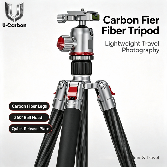 Professional Carbon Fiber Aluminum Alloy Tripod for Camping Ultralight Travel Camera Stand 360 Ball Head DSLR/Phone 156cm
