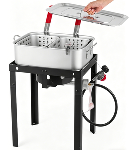 หม้อ<span class=keywords><strong>ทอด</strong></span>แก๊สแรงดันสูง 58000 บีทียู สำหรับใช้งานกลางแจ้ง ความจุ 18 ควอร์ต พร้อมตะกร้า 2 ใบ และฝาปิด หม้อ<span class=keywords><strong>ทอด</strong></span>ปลาแบบมืออาชีพสำหรับใช้ในบ้านและเชิงพาณิชย์ - Product Image 3