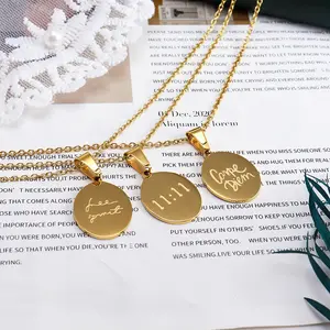 Mode Gravierter Schmuck 14 Karat vergoldeter Edelstahl Damen Accessoires Benutzer definierte Inspiration Carpe Diem 11:11 Gril Halskette