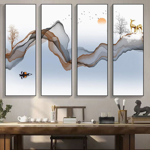 Nouveau <span class=keywords><strong>paysage</strong></span> <span class=keywords><strong>chinois</strong></span> peinture canapé fond mur quatre peinture décorative salon de thé peinture et mur art décoration de la maison - Product Image 3