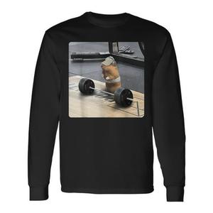 Camiseta de manga larga con estampado digital de hámster levantando pesas, meme de levantamiento de pesas de ratas, unisex, cuello redondo, talla adulta - Product Image 1