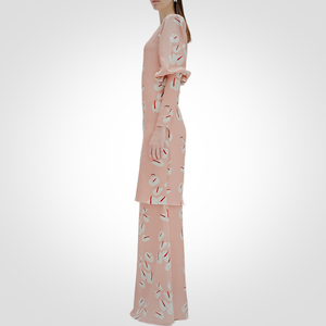 Sipo Eid 2024 Raya Malaysia แผ่นดอกลิลลี่สีพีชขอบลูกไม้ชุดผู้หญิงทันสมัย - Product Image 5