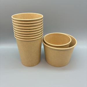 Contenant jetable personnalisé en papier kraft double paroi, écologique et étanche, pour porridge et plats à emporter - Product Image 3